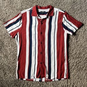 Express Striped Rayon Short Sleeve Shirt Size Small